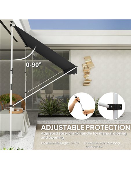 Outsunny 3x1.5m  Adjustable Outdoor Aluminium Frame Awning Black - pic 150798 | FastDaddyshop