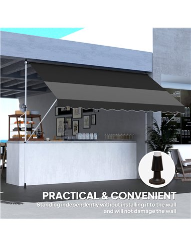 Outsunny 3x1.5m  Adjustable Outdoor Aluminium Frame Awning Black