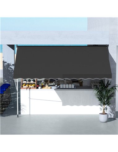 Outsunny 3x1.5m  Adjustable Outdoor Aluminium Frame Awning Black