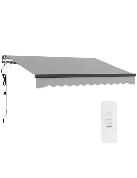 Outsunny 3 x 2.5m Electric Awning with Remote Controller, Aluminium Frame DIY Retractable Awning, UV30+ Sun Shade Canopy for Gar - pic 150802 | FastDaddyshop