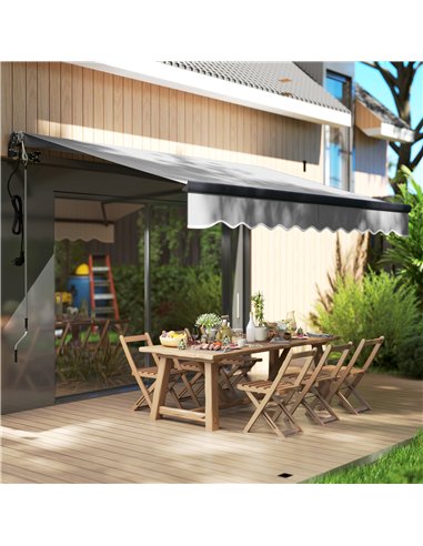 Outsunny 3 x 2.5m Electric Awning with Remote Controller, Aluminium Frame DIY Retractable Awning, UV30+ Sun Shade Canopy for Gar