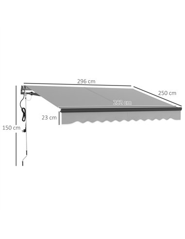 Outsunny 3 x 2.5m Electric Awning with Remote Controller, Aluminium Frame DIY Retractable Awning, UV30+ Sun Shade Canopy for Gar