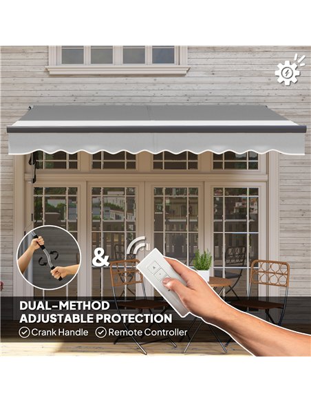 Outsunny 3 x 2.5m Electric Awning with Remote Controller, Aluminium Frame DIY Retractable Awning, UV30+ Sun Shade Canopy for Gar - pic 150805 | FastDaddyshop
