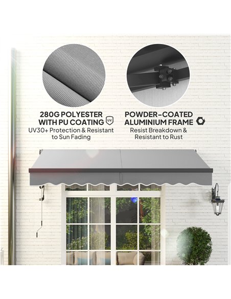 Outsunny 3 x 2.5m Electric Awning with Remote Controller, Aluminium Frame DIY Retractable Awning, UV30+ Sun Shade Canopy for Gar - pic 150806 | FastDaddyshop