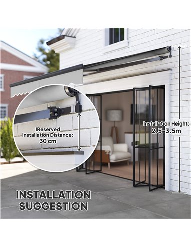 Outsunny 3 x 2.5m Electric Awning with Remote Controller, Aluminium Frame DIY Retractable Awning, UV30+ Sun Shade Canopy for Gar