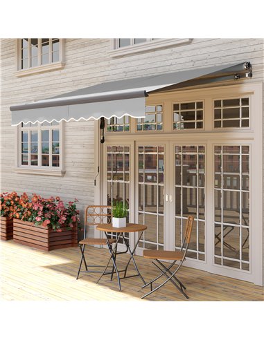 Outsunny 3 x 2.5m Electric Awning with Remote Controller, Aluminium Frame DIY Retractable Awning, UV30+ Sun Shade Canopy for Gar