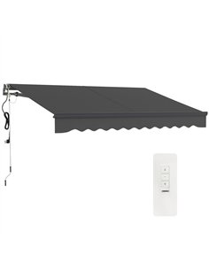 Outsunny 3 x 2.5m Electric Awning with Remote Controller, Aluminium Frame DIY Retractable Awning, UV30+ Sun Shade Canopy for Gar