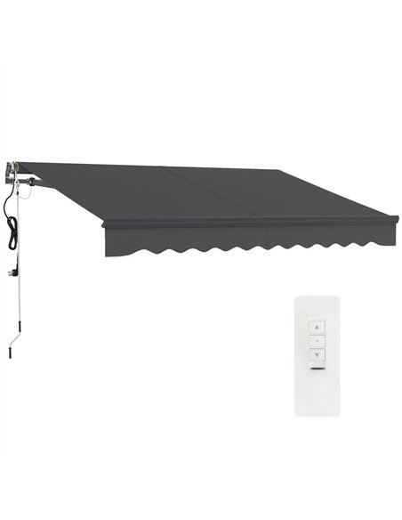 Outsunny 3 x 2.5m Electric Awning with Remote Controller, Aluminium Frame DIY Retractable Awning, UV30+ Sun Shade Canopy for Gar - pic 150811 | FastDaddyshop