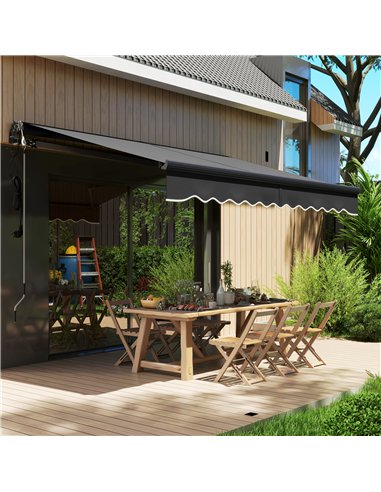 Outsunny 3 x 2.5m Electric Awning with Remote Controller, Aluminium Frame DIY Retractable Awning, UV30+ Sun Shade Canopy for Gar