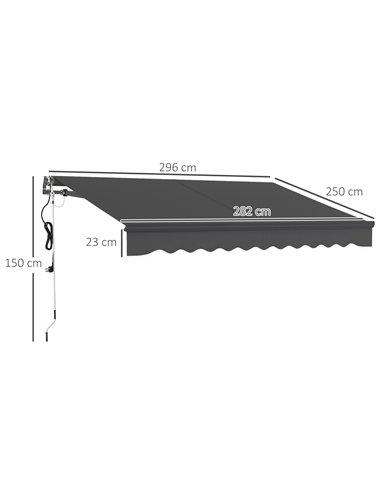 Outsunny 3 x 2.5m Electric Awning with Remote Controller, Aluminium Frame DIY Retractable Awning, UV30+ Sun Shade Canopy for Gar