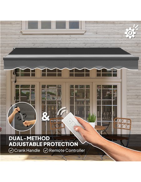 Outsunny 3 x 2.5m Electric Awning with Remote Controller, Aluminium Frame DIY Retractable Awning, UV30+ Sun Shade Canopy for Gar - pic 150814 | FastDaddyshop