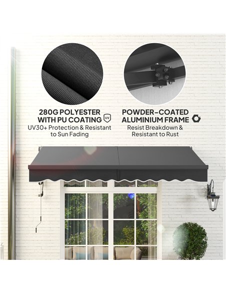 Outsunny 3 x 2.5m Electric Awning with Remote Controller, Aluminium Frame DIY Retractable Awning, UV30+ Sun Shade Canopy for Gar - pic 150815 | FastDaddyshop