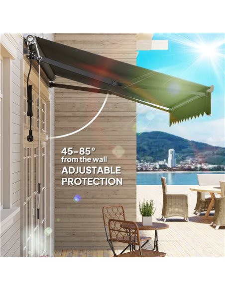 Outsunny 3 x 2.5m Electric Awning with Remote Controller, Aluminium Frame DIY Retractable Awning, UV30+ Sun Shade Canopy for Gar - pic 150816 | FastDaddyshop