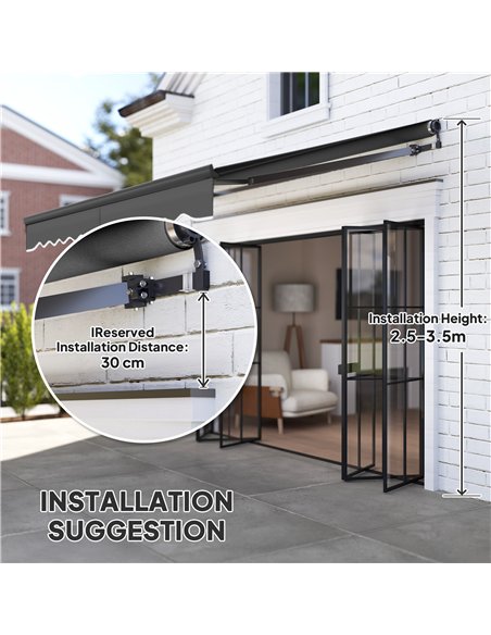 Outsunny 3 x 2.5m Electric Awning with Remote Controller, Aluminium Frame DIY Retractable Awning, UV30+ Sun Shade Canopy for Gar - pic 150817 | FastDaddyshop