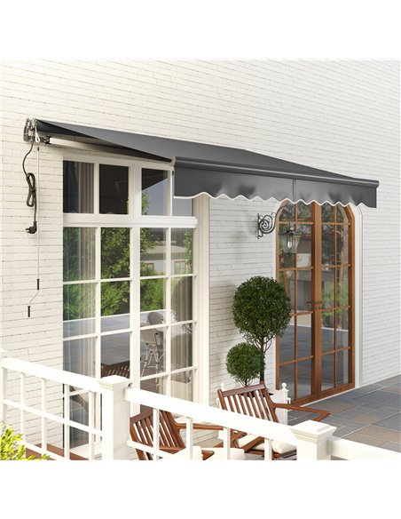 Outsunny 3 x 2.5m Electric Awning with Remote Controller, Aluminium Frame DIY Retractable Awning, UV30+ Sun Shade Canopy for Gar - pic 150818 | FastDaddyshop