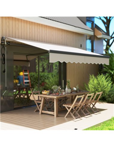 Outsunny 2.5 x 3m Electric/Manual Awning, with Remote - Beige