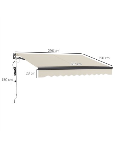 Outsunny 2.5 x 3m Electric/Manual Awning, with Remote - Beige