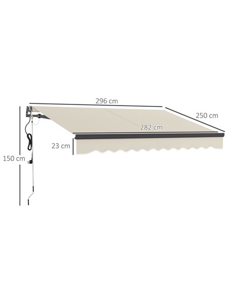 Outsunny 2.5 x 3m Electric/Manual Awning, with Remote - Beige - pic 150822 | FastDaddyshop