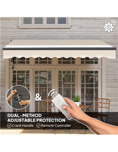 Outsunny 2.5 x 3m Electric/Manual Awning, with Remote - Beige
