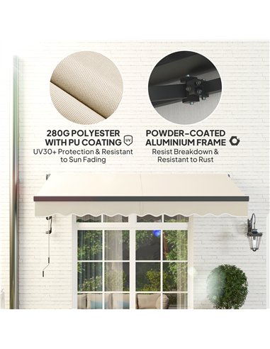 Outsunny 2.5 x 3m Electric/Manual Awning, with Remote - Beige