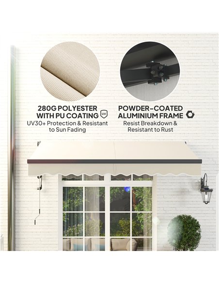 Outsunny 2.5 x 3m Electric/Manual Awning, with Remote - Beige - pic 150824 | FastDaddyshop