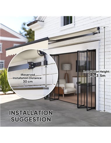 Outsunny 2.5 x 3m Electric/Manual Awning, with Remote - Beige