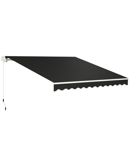 Outsunny 3 x 2.5m Garden Patio Manual Awning, Retractable Canopy Sun Shade Shelter with Fittings and Crank Handle, Black - pic 150829 | FastDaddyshop