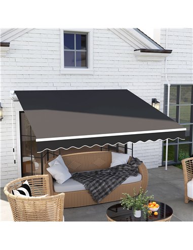 Outsunny 3 x 2.5m Garden Patio Manual Awning, Retractable Canopy Sun Shade Shelter with Fittings and Crank Handle, Black
