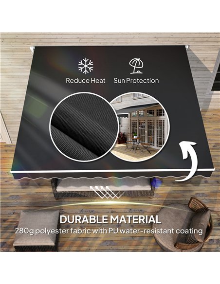 Outsunny 3 x 2.5m Garden Patio Manual Awning, Retractable Canopy Sun Shade Shelter with Fittings and Crank Handle, Black - pic 150832 | FastDaddyshop