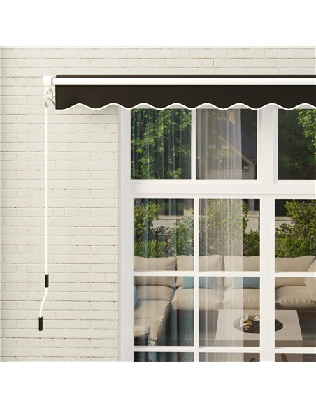 Outsunny 3 x 2.5m Garden Patio Manual Awning, Retractable Canopy Sun Shade Shelter with Fittings and Crank Handle, Black - pic 150836 | FastDaddyshop
