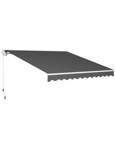 Outsunny 3 x 2.5m Garden Patio Manual Awning, Retractable Canopy Sun Shade Shelter with Fittings and Crank Handle, Dark Grey