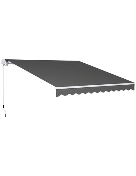 Outsunny 3 x 2.5m Garden Patio Manual Awning, Retractable Canopy Sun Shade Shelter with Fittings and Crank Handle, Dark Grey - pic 150838 | FastDaddyshop
