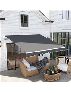Outsunny 3 x 2.5m Garden Patio Manual Awning, Retractable Canopy Sun Shade Shelter with Fittings and Crank Handle, Dark Grey 2
