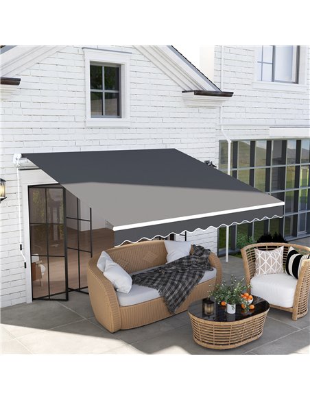 Outsunny 3 x 2.5m Garden Patio Manual Awning, Retractable Canopy Sun Shade Shelter with Fittings and Crank Handle, Dark Grey - pic 150839 | FastDaddyshop