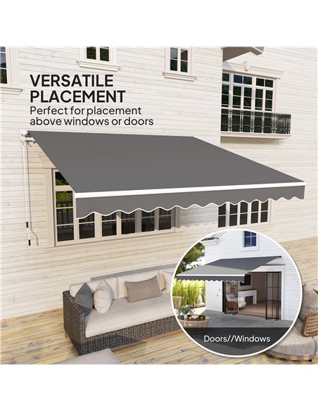 Outsunny 3 x 2.5m Garden Patio Manual Awning, Retractable Canopy Sun Shade Shelter with Fittings and Crank Handle, Dark Grey - pic 150842 | FastDaddyshop