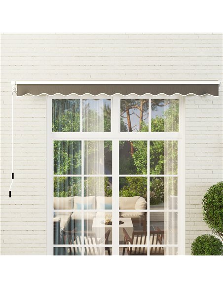 Outsunny 3 x 2.5m Garden Patio Manual Awning, Retractable Canopy Sun Shade Shelter with Fittings and Crank Handle, Dark Grey - pic 150845 | FastDaddyshop