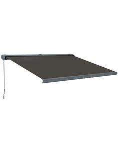Outsunny 4 x 3(m) Full Cassette Electric Awning with Remote Controller, Aluminium Frame DIY Retractable Garden Awning, UPF50+ Su