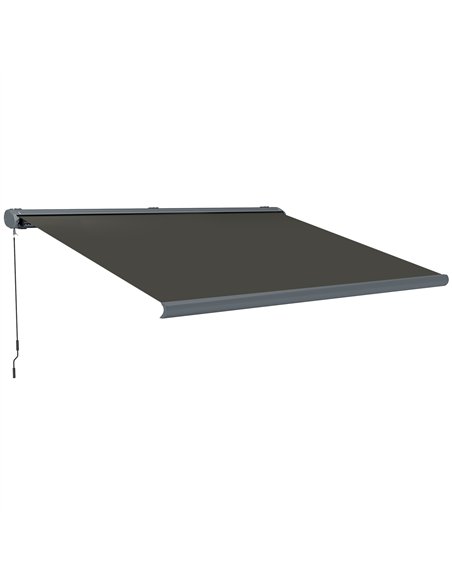 Outsunny 4 x 3(m) Full Cassette Electric Awning with Remote Controller, Aluminium Frame DIY Retractable Garden Awning, UPF50+ Su - pic 150847 | FastDaddyshop