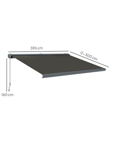 Outsunny 4 x 3(m) Full Cassette Electric Awning with Remote Controller, Aluminium Frame DIY Retractable Garden Awning, UPF50+ Su