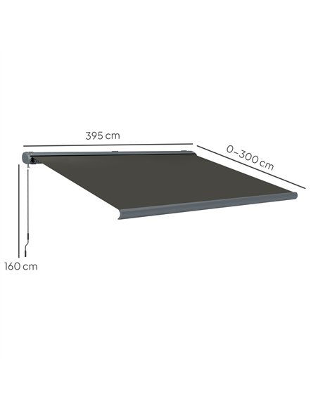 Outsunny 4 x 3(m) Full Cassette Electric Awning with Remote Controller, Aluminium Frame DIY Retractable Garden Awning, UPF50+ Su - pic 150849 | FastDaddyshop