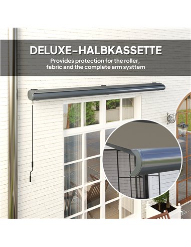 Outsunny 4 x 3(m) Full Cassette Electric Awning with Remote Controller, Aluminium Frame DIY Retractable Garden Awning, UPF50+ Su