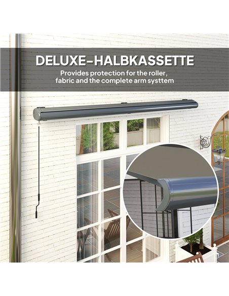 Outsunny 4 x 3(m) Full Cassette Electric Awning with Remote Controller, Aluminium Frame DIY Retractable Garden Awning, UPF50+ Su - pic 150851 | FastDaddyshop