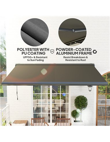 Outsunny 4 x 3(m) Full Cassette Electric Awning with Remote Controller, Aluminium Frame DIY Retractable Garden Awning, UPF50+ Su