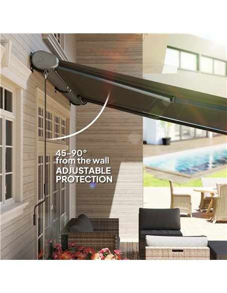 Outsunny 4 x 3(m) Full Cassette Electric Awning with Remote Controller, Aluminium Frame DIY Retractable Garden Awning, UPF50+ Su - pic 150853 | FastDaddyshop