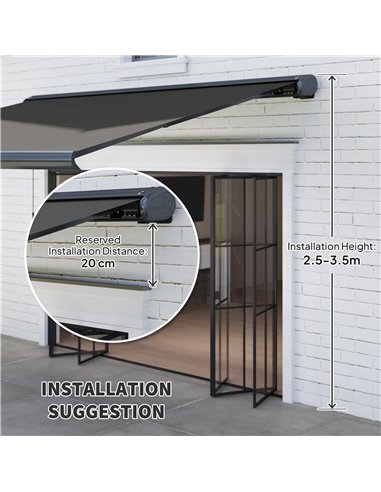 Outsunny 4 x 3(m) Full Cassette Electric Awning with Remote Controller, Aluminium Frame DIY Retractable Garden Awning, UPF50+ Su