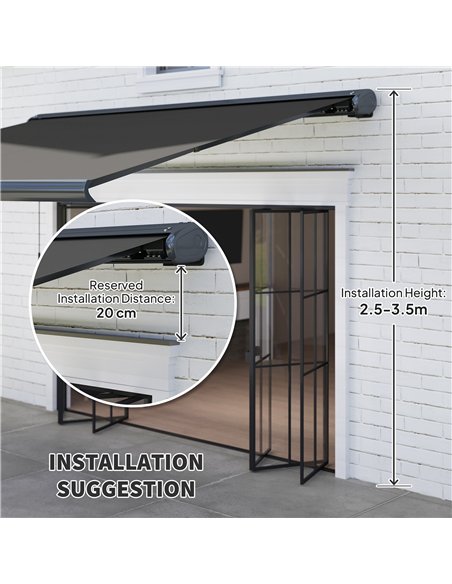 Outsunny 4 x 3(m) Full Cassette Electric Awning with Remote Controller, Aluminium Frame DIY Retractable Garden Awning, UPF50+ Su - pic 150854 | FastDaddyshop