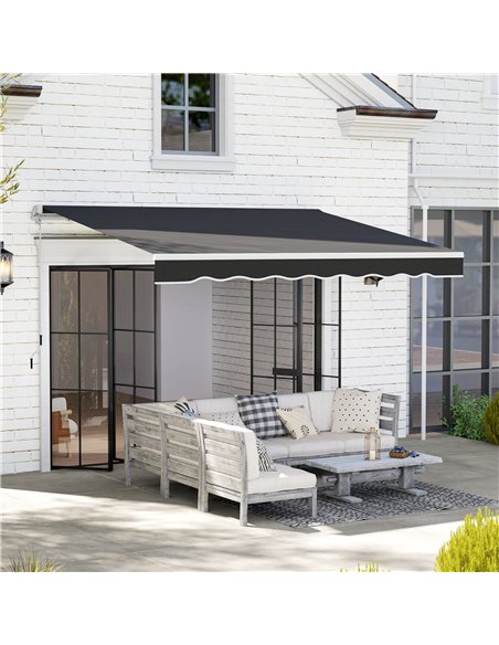 Outsunny Garden Retractable Awning - Black - pic 150857 | FastDaddyshop