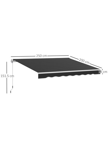 Outsunny Garden Retractable Awning - Black - pic 150858 | FastDaddyshop