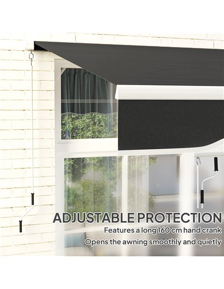 Outsunny Garden Retractable Awning - Black - pic 150860 | FastDaddyshop