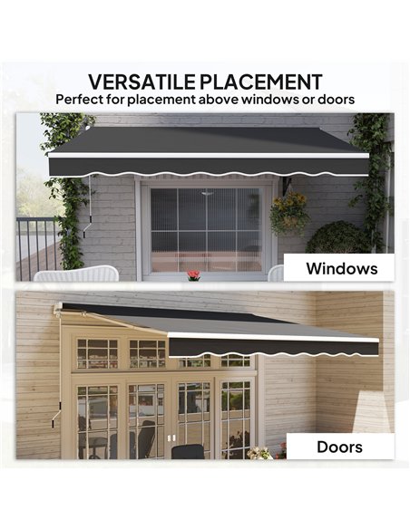 Outsunny Garden Retractable Awning - Black - pic 150861 | FastDaddyshop